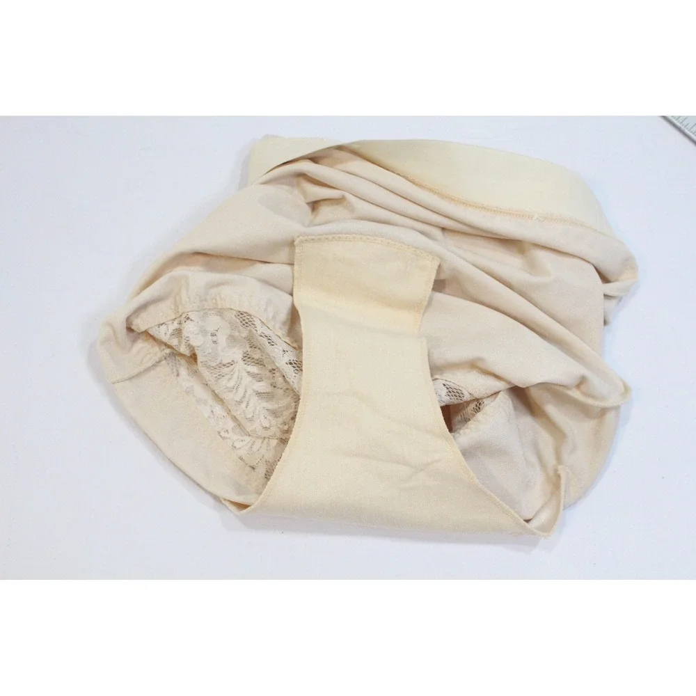 Flexees Vintage Shapewear Skirt Slip Cream Lace Hem Built-in Panty 6850 Size S